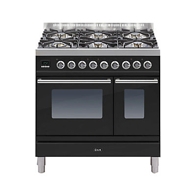 ILVE PDW906E3 Roma Freestanding Dual Fuel Range Cooker Gloss Black